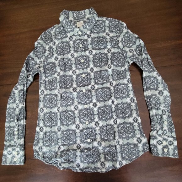 J. Crew The Perfect Shirt Button Down Pattern Women's Sz XS J Crew - Picture 1 of 10